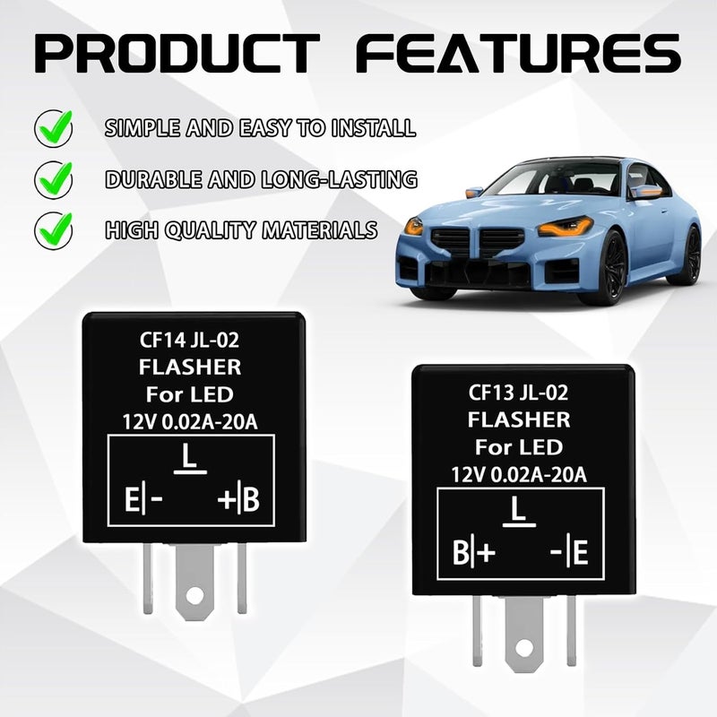 SamWinGear Flasher Relay for LED Turn Signal CF13 LED Flasher Relay 3-Pin 12V LED Electronic Turn Signal Flash Plugin Flasher for Lights Fix Hazard Warn Hyper Blink Flash CF-13 EP34 JL-02(Fixed) - Image 4